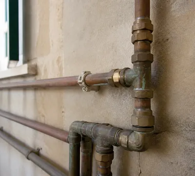 Tuberías de cobre y racores de latón en una vivienda de La Manga
